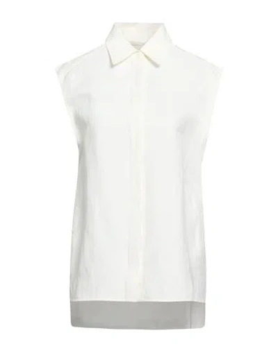 Agnona Woman Shirt Ivory Size 12 Linen, Viscose In Multi