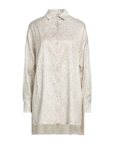 Agnona Woman Shirt Ivory Size 4 Silk, Elastane In Gray