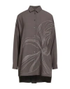 Agnona Woman Shirt Light Brown Size 6 Viscose, Wool, Metal In Gray