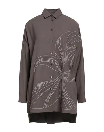 Agnona Woman Shirt Light Brown Size 6 Viscose, Wool, Metal In Gray