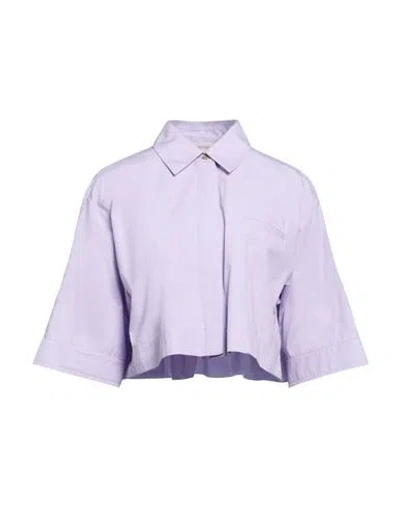 Agnona Woman Shirt Lilac Size 10 Cotton In Multi