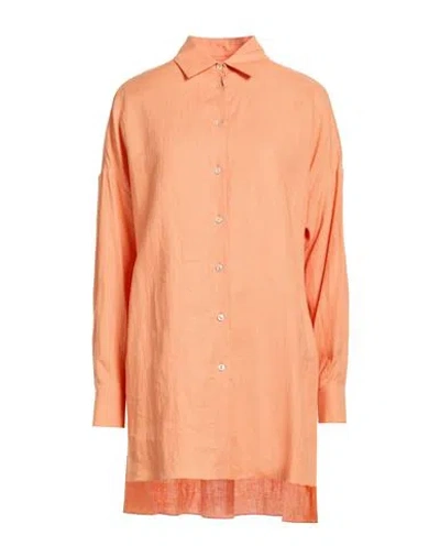 Agnona Woman Shirt Mandarin Size 10 Linen In Orange
