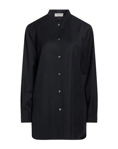 Agnona Woman Shirt Midnight Blue Size 2 Wool In Black