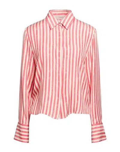 Agnona Woman Shirt Salmon Pink Size 8 Silk In Multi