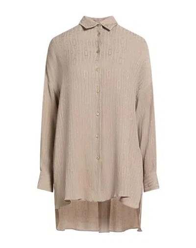 Agnona Woman Shirt Sand Size 4 Silk In Brown