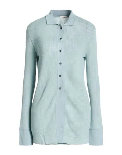 Agnona Woman Shirt Slate Blue Size S Cashmere
