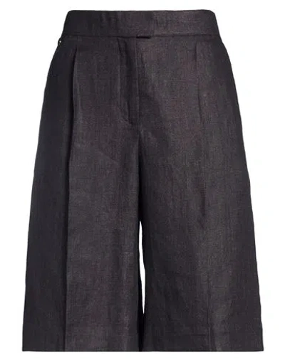 Agnona Woman Shorts & Bermuda Shorts Charcoal Size 10 Linen In Gray