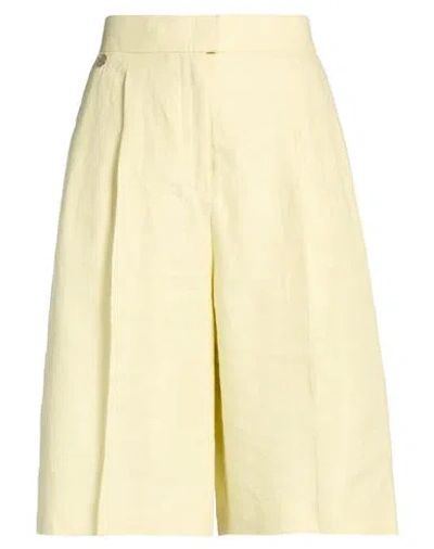 Agnona Woman Shorts & Bermuda Shorts Pastel Yellow Size 8 Linen