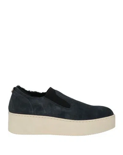 Agnona Woman Sneakers Navy Size 9 Leather, Textile Fibers