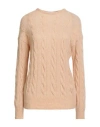 Agnona Woman Sweater Beige Size L Cashmere, Silk, Polyester In Multi