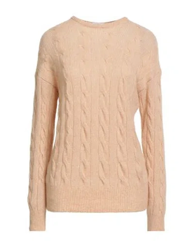 Agnona Woman Sweater Beige Size L Cashmere, Silk, Polyester In Multi