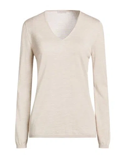Agnona Woman Sweater Beige Size L Cashmere, Wool, Silk In Neutral
