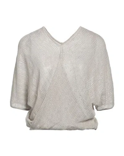 Agnona Woman Sweater Beige Size L Linen, Cashmere, Silk