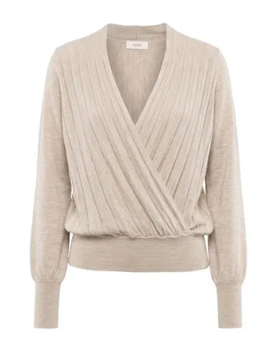 Agnona Woman Sweater Beige Size S Cashmere, Wool, Silk, Metal In Neutral