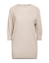 Agnona Woman Sweater Beige Size M Cashmere, Silk, Hemp