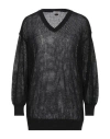 Agnona Woman Sweater Black Size L Linen, Cashmere, Silk