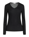 Agnona Woman Sweater Black Size Xl Cashmere, Wool, Silk In Black