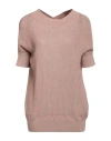 Agnona Woman Sweater Blush Size L Cashmere, Silk, Hemp In Pink