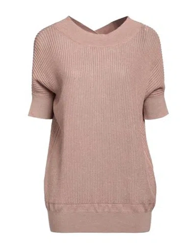 Agnona Woman Sweater Blush Size L Cashmere, Silk, Hemp In Pink
