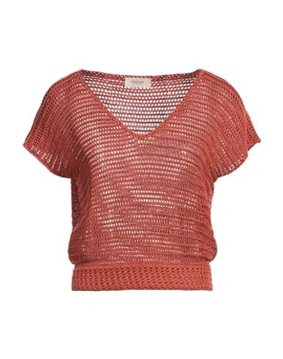 Agnona Woman Sweater Brick Size L Silk, Cotton In Red