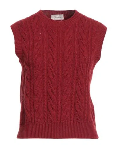 Agnona Woman Sweater Burgundy Size Xl Cashmere, Metal In Red