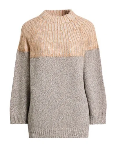 Agnona Woman Sweater Camel Size S Cashmere, Silk In Multi
