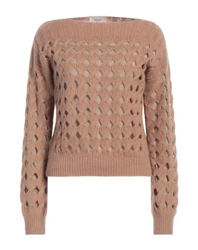 Agnona Woman Sweater Camel Size Xl Cashmere, Silk In Beige