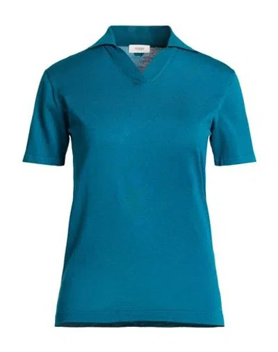 Agnona Woman Sweater Deep Teal Size L Silk, Cotton In Blue