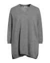 Agnona Woman Sweater Grey Size L Wool, Cashmere, Silk