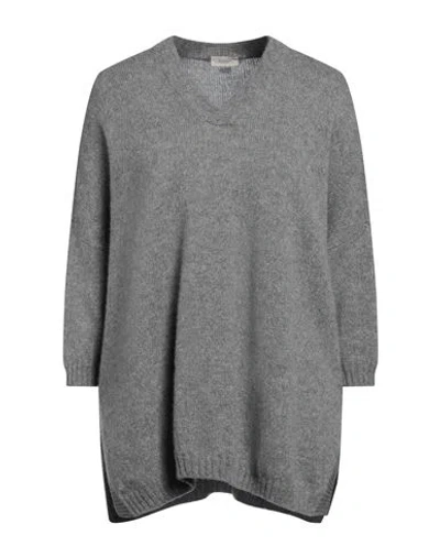 Agnona Woman Sweater Grey Size L Wool, Cashmere, Silk In Gray