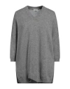 Agnona Woman Sweater Grey Size Xl Wool, Cashmere, Silk In Grey