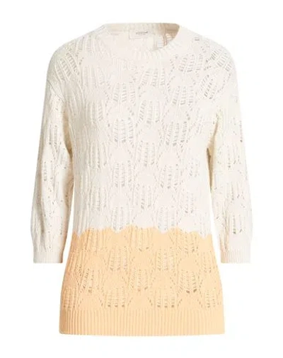 Agnona Woman Sweater Ivory Size L Cotton, Cashmere, Metal In Multi