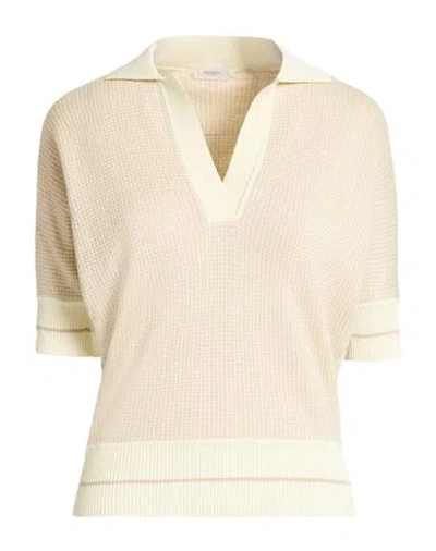 Agnona Woman Sweater Light Brown Size M Silk, Cotton, Cashmere, Hemp, Metal In Neutral