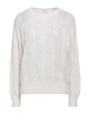 Agnona Woman Sweater Light Grey Size S Cashmere, Linen, Metal In Grey