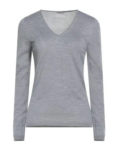Agnona Woman Sweater Light Grey Size Xl Cashmere, Wool, Silk In Gray
