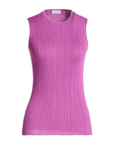 Agnona Woman Sweater Mauve Size M Silk, Paper In Purple