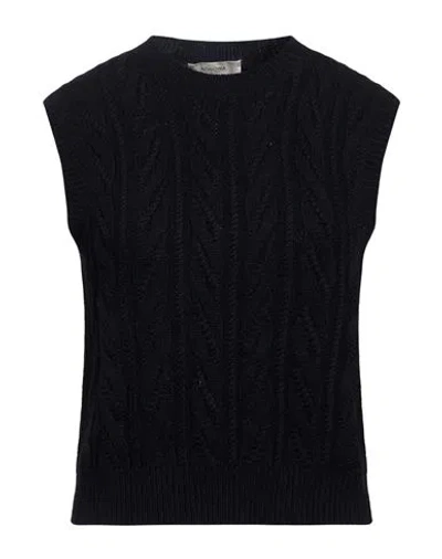 Agnona Woman Sweater Navy Size S Cashmere, Metal In Black