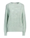 Agnona Woman Sweater Sage Green Size L Cashmere, Linen, Metal