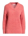 Agnona Woman Sweater Tomato Red Size Xl Cashmere, Wool In Red