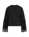 Agnona Woman Sweatshirt Black Size S Cotton, Silk, Lambskin