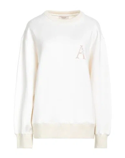 Agnona Woman Sweatshirt Ivory Size L Cotton, Silk, Wool, Cashmere, Metal In White