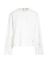 Agnona Woman Sweatshirt White Size L Cotton, Silk, Lambskin In White