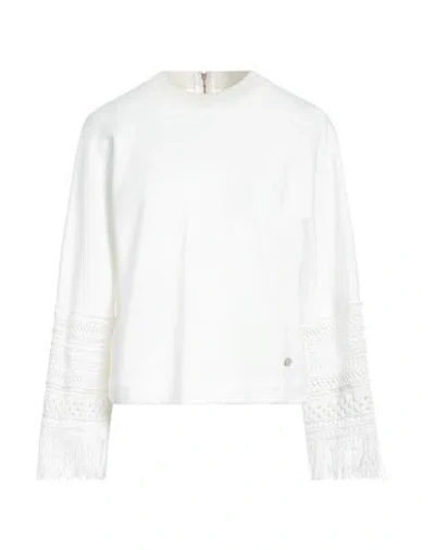 Agnona Woman Sweatshirt White Size L Cotton, Silk, Lambskin