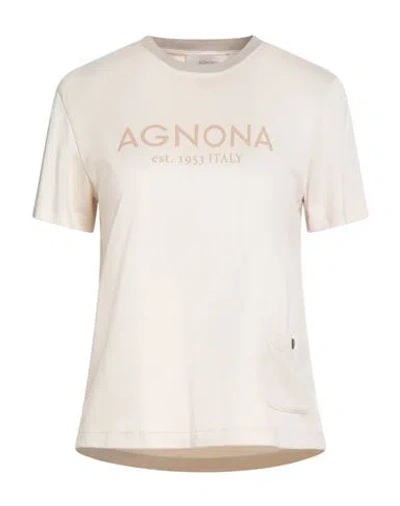 Agnona Woman T-shirt Beige Size S Cotton In White
