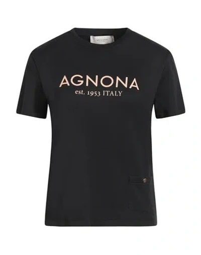 Agnona Woman T-shirt Black Size S Cotton