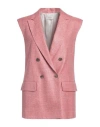 Agnona Woman Blazer Coral Size 8 Silk, Linen, Wool In Red