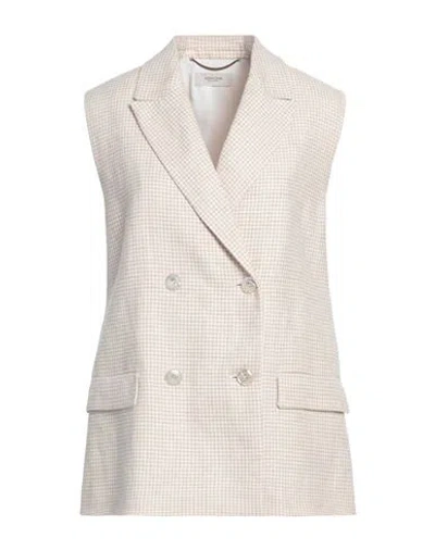 Agnona Woman Tailored Vest Sand Size 6 Linen, Wool In Beige