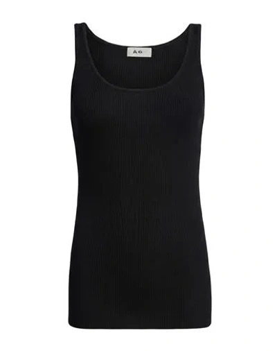 Agnona Woman Top Black Size L Virgin Wool, Silk