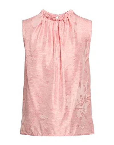 Agnona Woman Top Salmon Pink Size 8 Silk In Multi