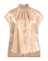 Agnona Woman Top Sand Size 4 Viscose, Polyamide, Wool, Silk, Cotton In Brown
